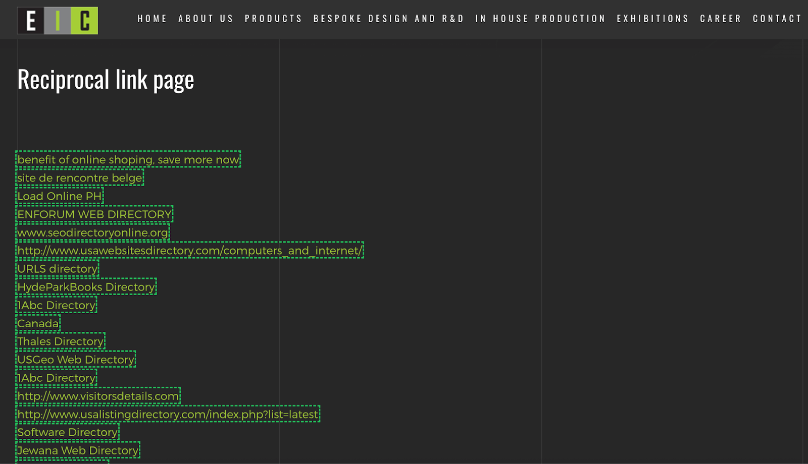 Reciprocal link pages
